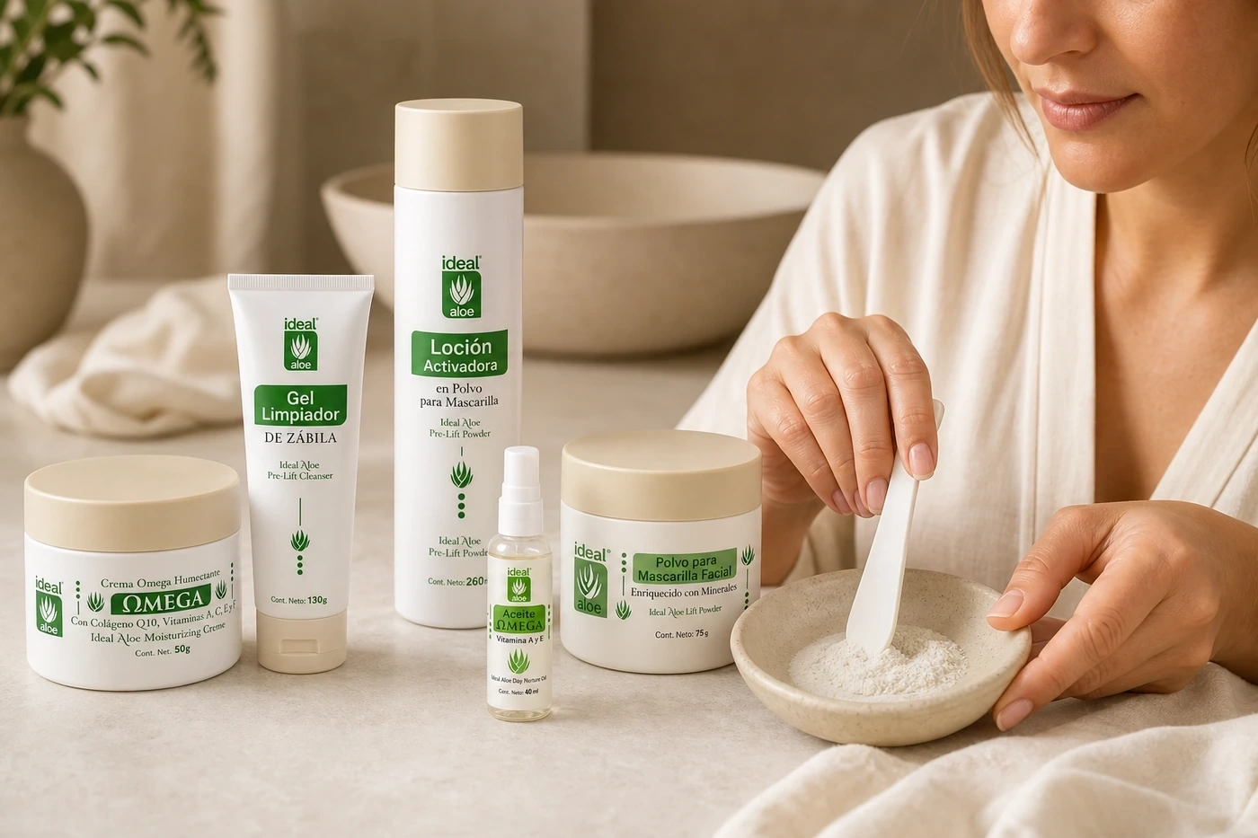 Cofre del Tesoro Éclat en ritual facial mezclando su mascarilla con sus cinco productos